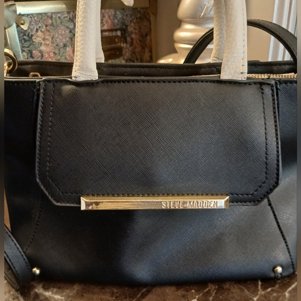 Steve Madden Black and Cream Women's Bag - Picture 14 of 14